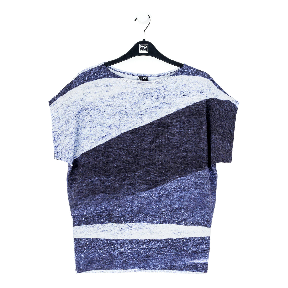 Silky Pleat Knit - Dolman Short Sleeve Top - Lunar Stripe - Final Sale | Clara Sunwoo Top Pick