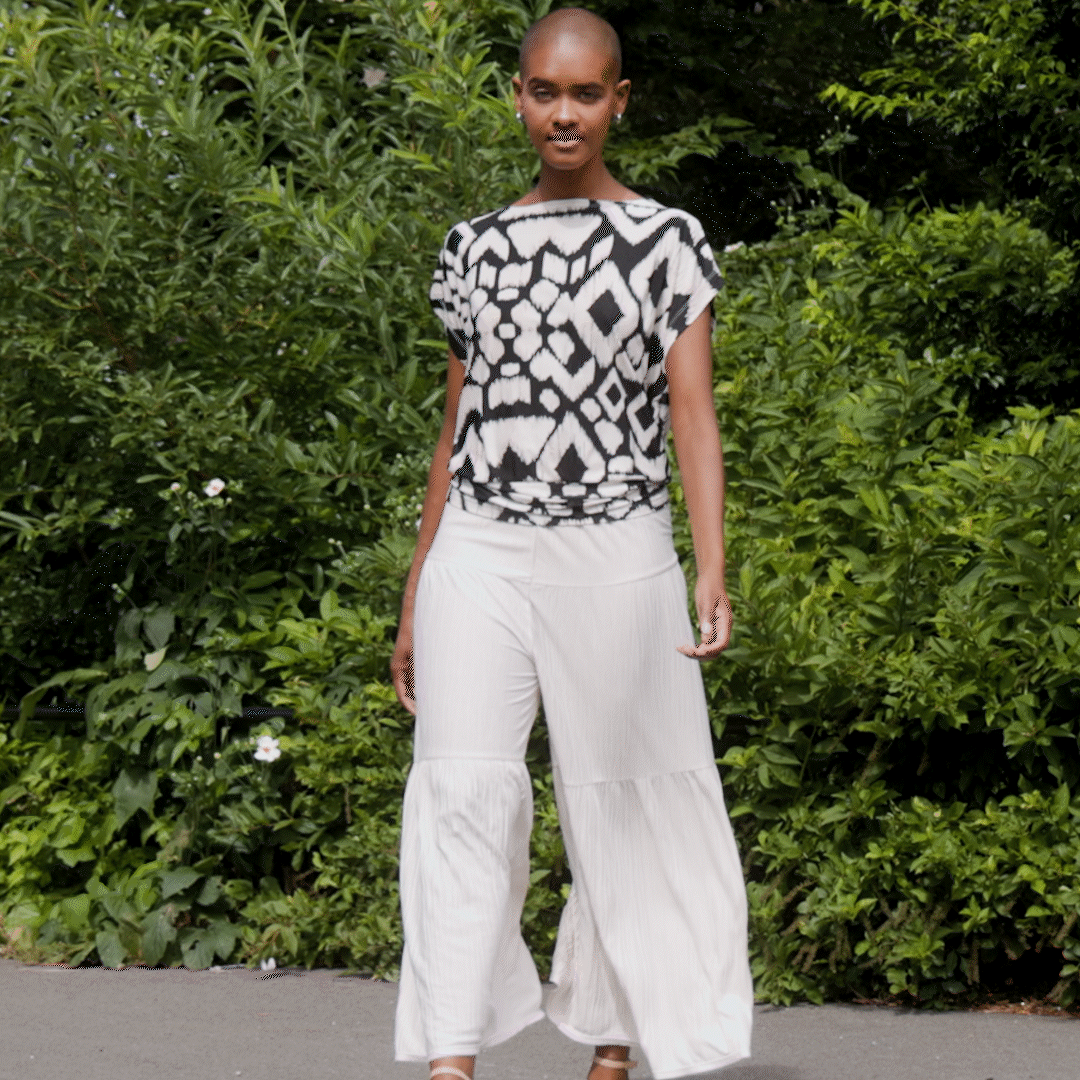 Crinkle Pleat Knit - Dolman Short Sleeve Top - Aztec - Final Sale | Clara Sunwoo Featured