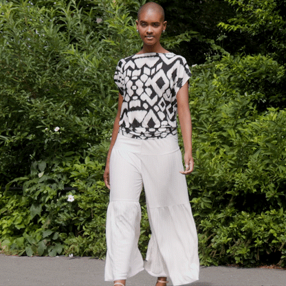 Crinkle Pleat Knit - Dolman Short Sleeve Top - Aztec - Final Sale | Clara Sunwoo Featured