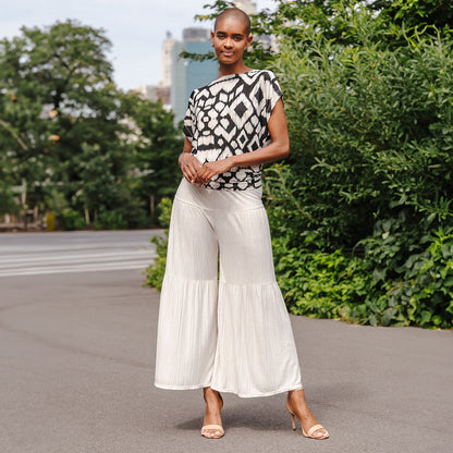 Crinkle Pleat Knit - Dolman Short Sleeve Top - Aztec - Final Sale | Clara Sunwoo Featured