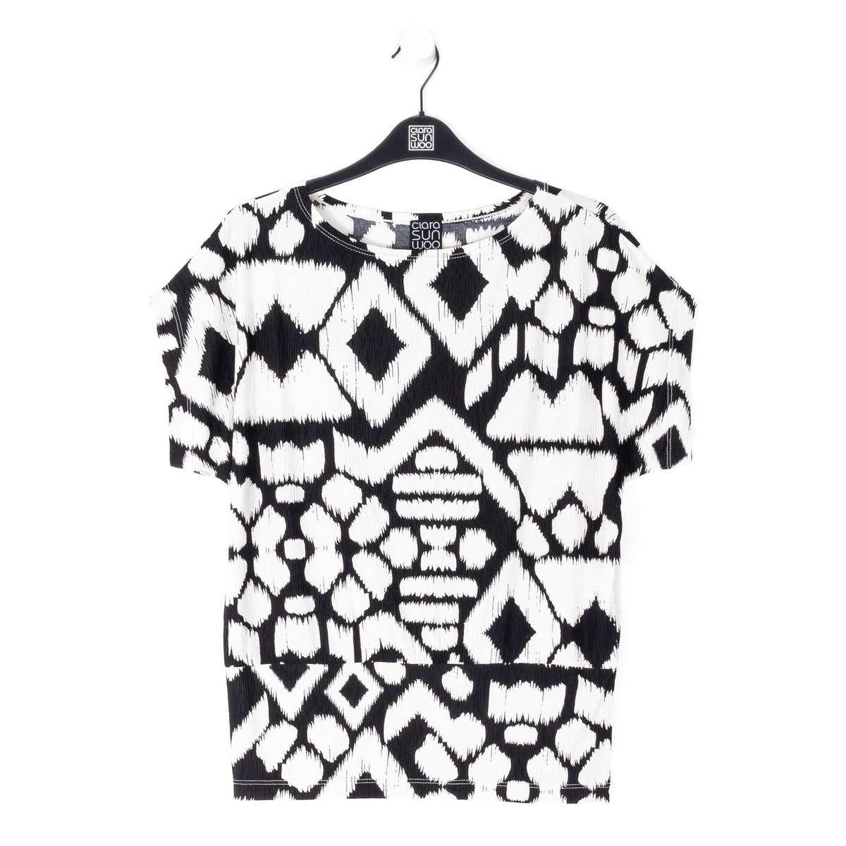 Crinkle Pleat Knit - Dolman Short Sleeve Top - Aztec - Final Sale | Clara Sunwoo Featured