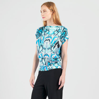 Side Ruched Boat Neck Top - Abstract Prism - Final Sale! | Clara Sunwoo Featured