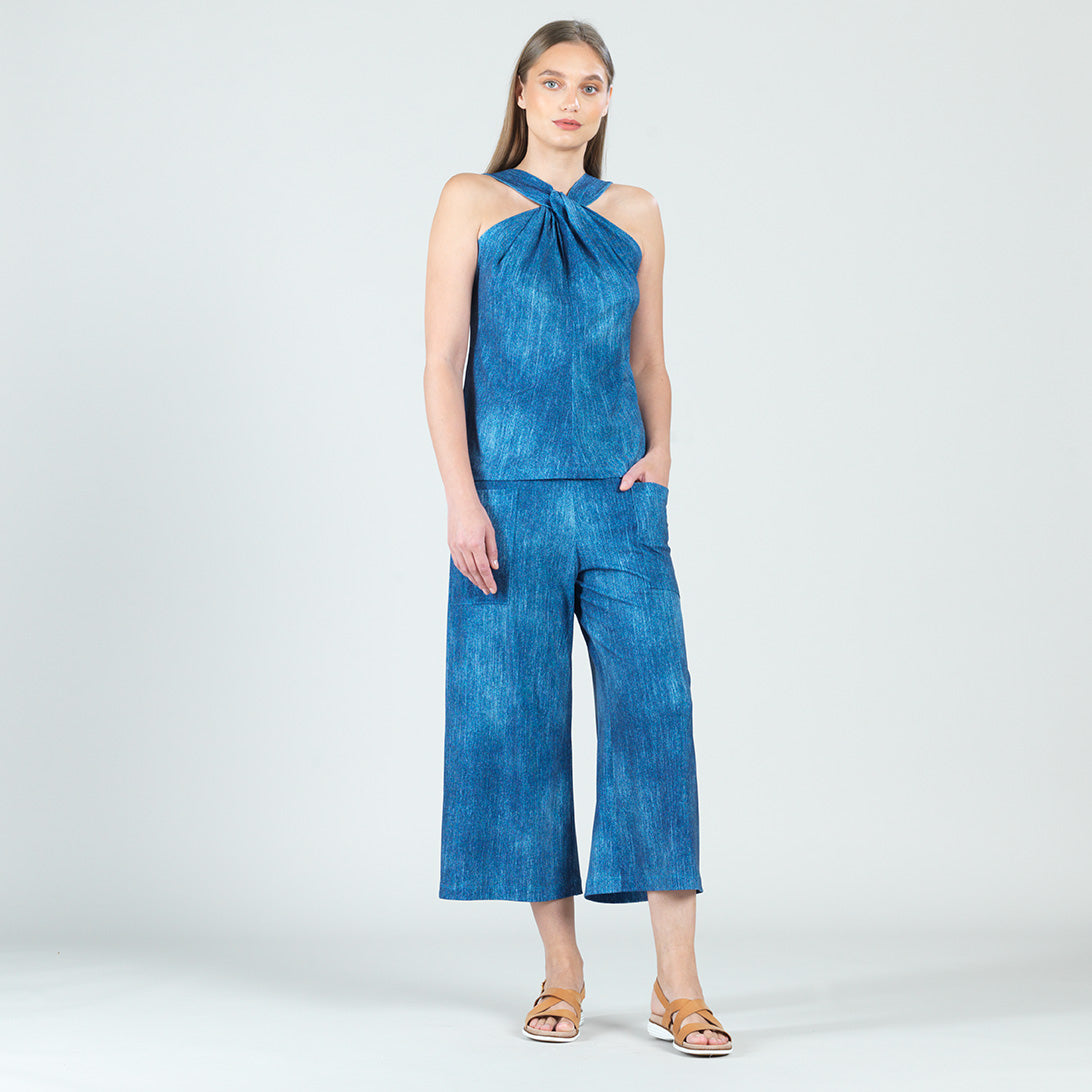 Grecian Halter Top - Denim Print - Final Sale | Clara Sunwoo Recommended