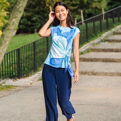 Cap Sleeve Side Tie Top - Water Splash - Final Sale | Clara Sunwoo Signature