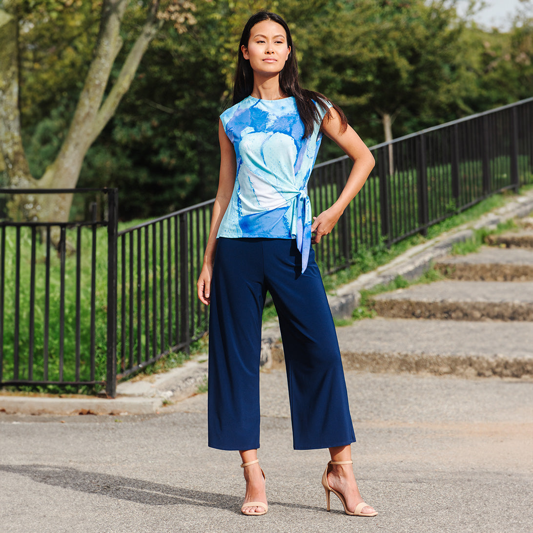 Cap Sleeve Side Tie Top - Water Splash - Final Sale | Clara Sunwoo Signature