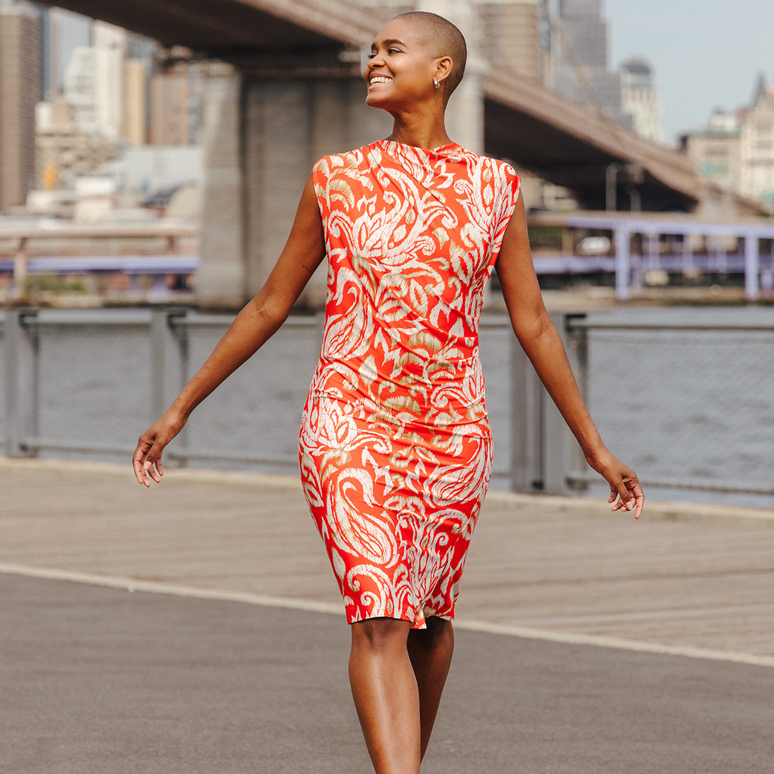 Butter Knit - Side Slit Midi Dress - Paisley Lotus - Final Sale! | Clara Sunwoo Deals