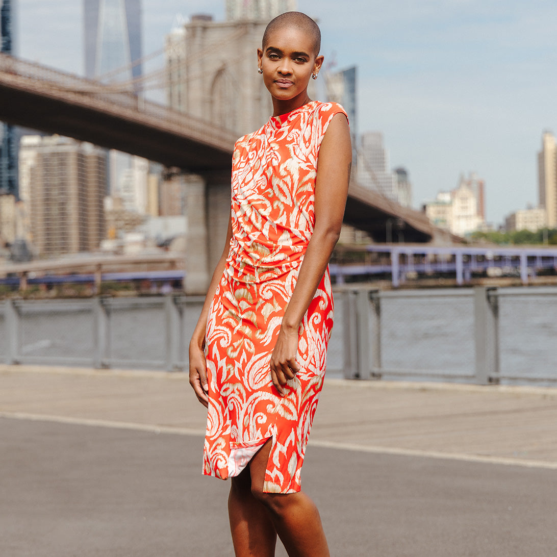 Butter Knit - Side Slit Midi Dress - Paisley Lotus - Final Sale! | Clara Sunwoo Deals