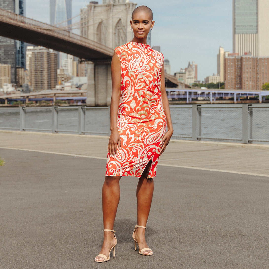 Butter Knit - Side Slit Midi Dress - Paisley Lotus - Final Sale! | Clara Sunwoo Deals