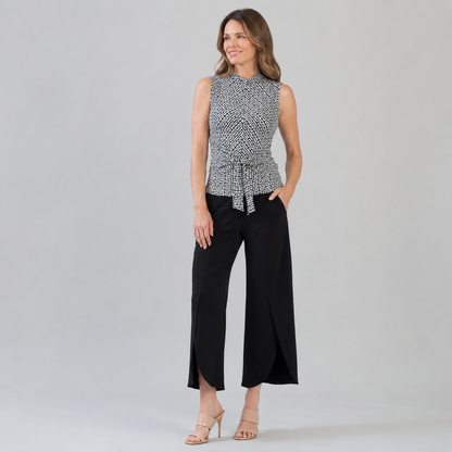 Butter Knit - Sleeveless Center Front Tie Top - Greek Key - Final Sale! | Clara Sunwoo Value