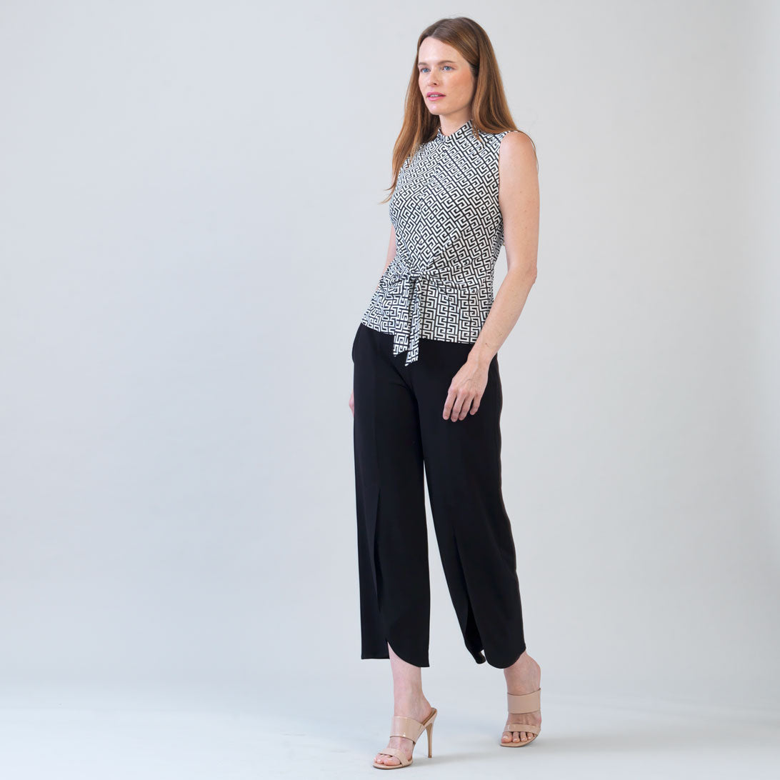 Butter Knit - Sleeveless Center Front Tie Top - Greek Key - Final Sale! | Clara Sunwoo Value