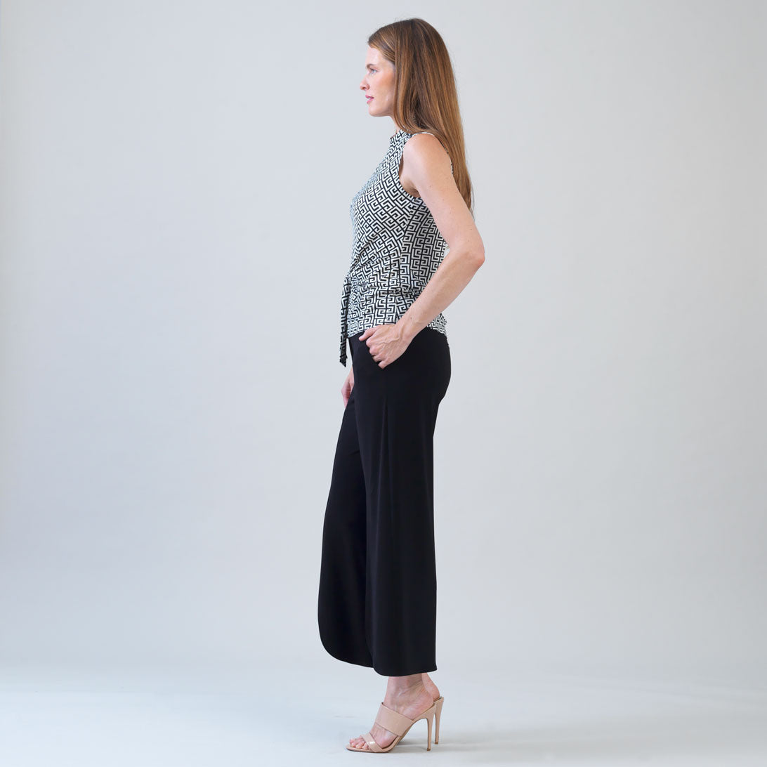 Butter Knit - Sleeveless Center Front Tie Top - Greek Key - Final Sale! | Clara Sunwoo Value
