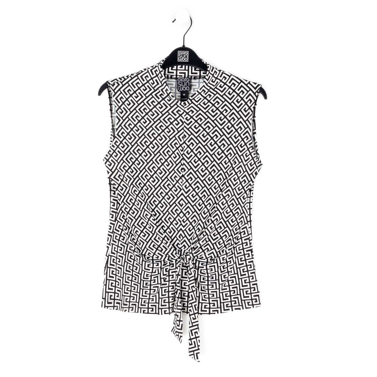 Butter Knit - Sleeveless Center Front Tie Top - Greek Key - Final Sale! | Clara Sunwoo Value