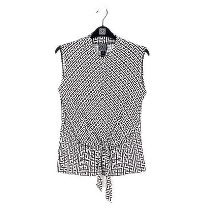 Butter Knit - Sleeveless Center Front Tie Top - Greek Key - Final Sale! | Clara Sunwoo Value
