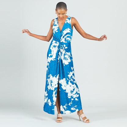 Crushed Silk Knit - Center Slit Maxi Dress - Dreamy Floral - Final Sale! | Clara Sunwoo Everyday