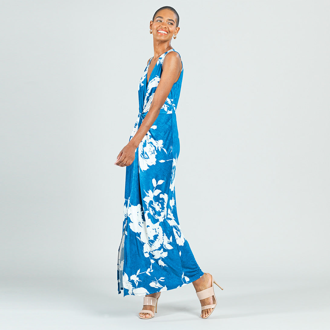 Crushed Silk Knit - Center Slit Maxi Dress - Dreamy Floral - Final Sale! | Clara Sunwoo Everyday