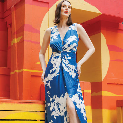 Crushed Silk Knit - Center Slit Maxi Dress - Dreamy Floral - Final Sale! | Clara Sunwoo Everyday