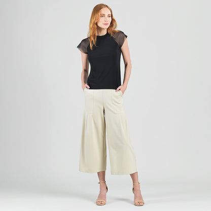 Rayon-Ponte Knit - Pleated Gaucho Pocket Pant - Khaki - Final Sale | Clara Sunwoo Best Price