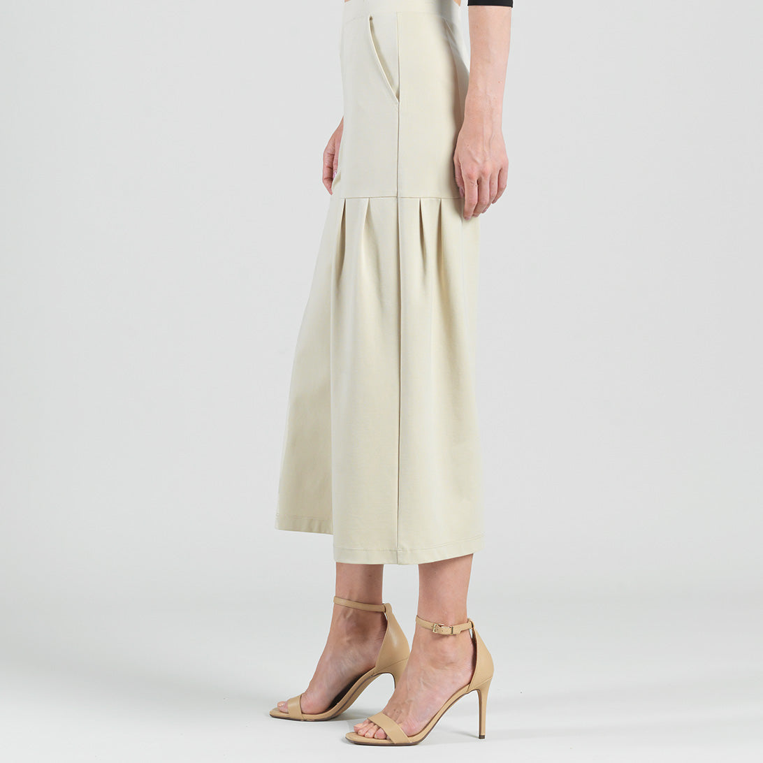 Rayon-Ponte Knit - Pleated Gaucho Pocket Pant - Khaki - Final Sale | Clara Sunwoo Best Price