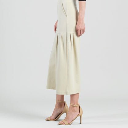 Rayon-Ponte Knit - Pleated Gaucho Pocket Pant - Khaki - Final Sale | Clara Sunwoo Best Price