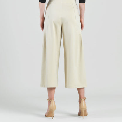 Rayon-Ponte Knit - Pleated Gaucho Pocket Pant - Khaki - Final Sale | Clara Sunwoo Best Price