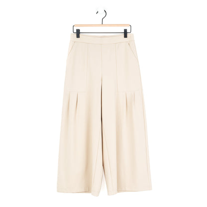Rayon-Ponte Knit - Pleated Gaucho Pocket Pant - Khaki - Final Sale | Clara Sunwoo Best Price