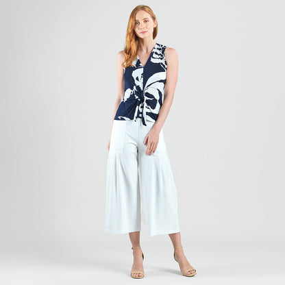 Sleeveless V-Neck Center Front Tie Top - Abstract Branch - Final Sale | Clara Sunwoo Recommended