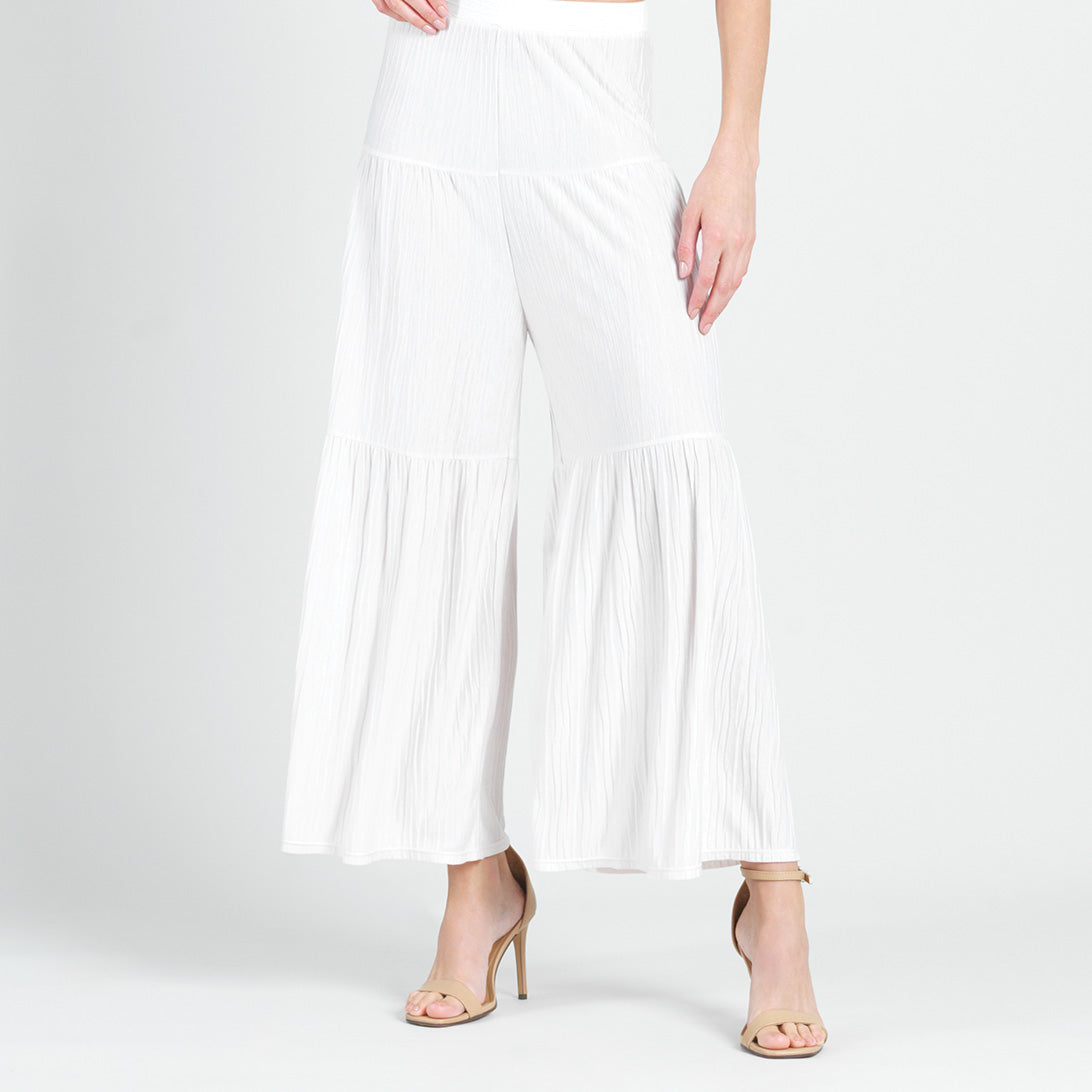 Soft Pleat Knit - Tiered Skirt-Pant - Ivory - Final Sale! | Clara Sunwoo Top Pick