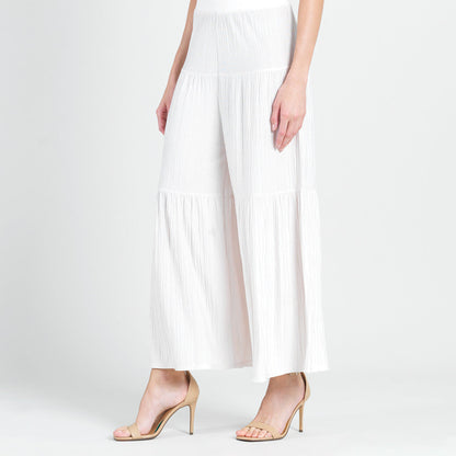 Soft Pleat Knit - Tiered Skirt-Pant - Ivory - Final Sale! | Clara Sunwoo Top Pick