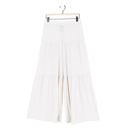 Soft Pleat Knit - Tiered Skirt-Pant - Ivory - Final Sale! | Clara Sunwoo Top Pick