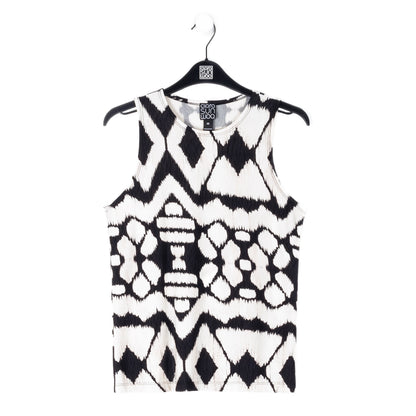 Crinkle Pleat Knit - Modern Jewel Neck Tank - Aztec - Final Sale! | Clara Sunwoo Featured