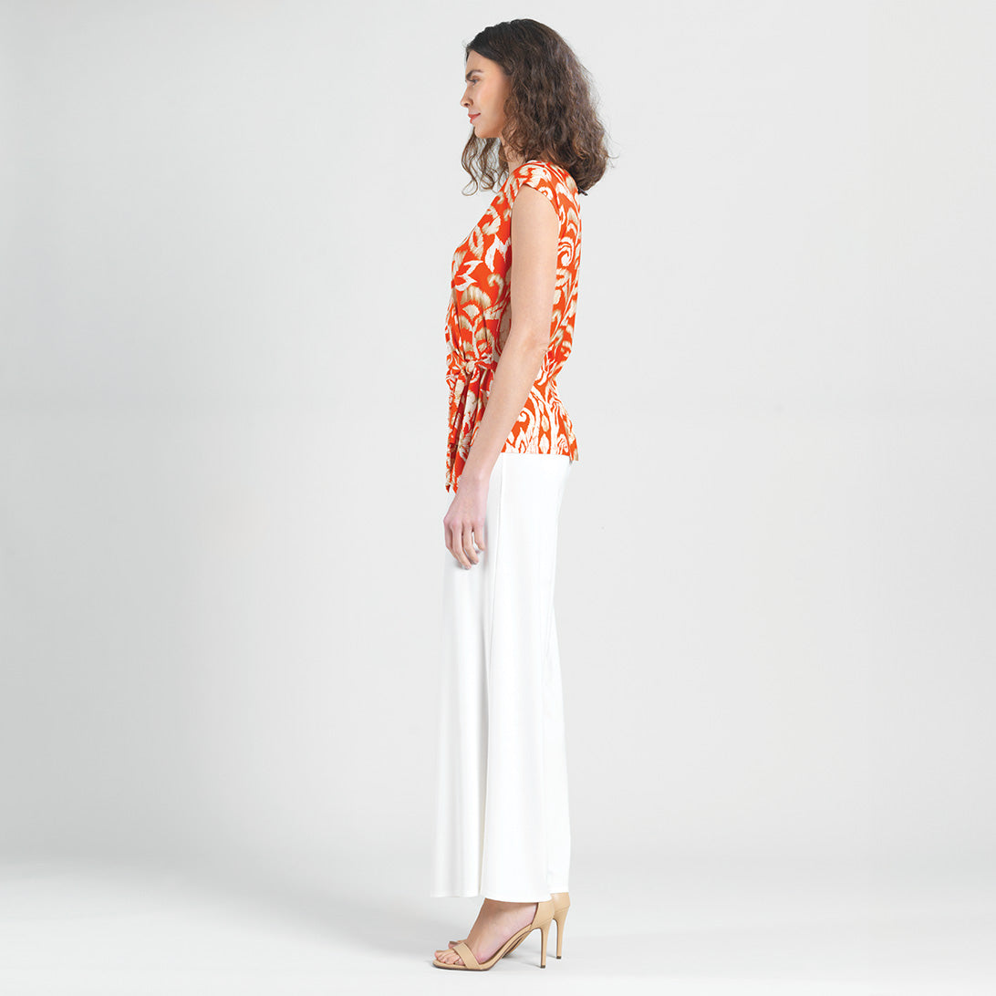 Butter Knit - Cap Sleeve Side Tie Top - Paisley Lotus Coral - Final Sale | Clara Sunwoo Customer Favorite