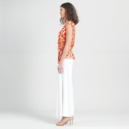 Butter Knit - Cap Sleeve Side Tie Top - Paisley Lotus Coral - Final Sale | Clara Sunwoo Customer Favorite
