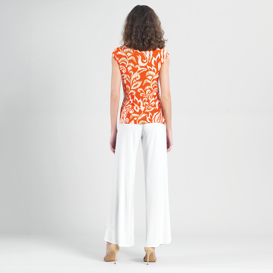 Butter Knit - Cap Sleeve Side Tie Top - Paisley Lotus Coral - Final Sale | Clara Sunwoo Customer Favorite