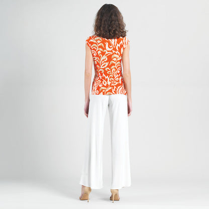 Butter Knit - Cap Sleeve Side Tie Top - Paisley Lotus Coral - Final Sale | Clara Sunwoo Customer Favorite