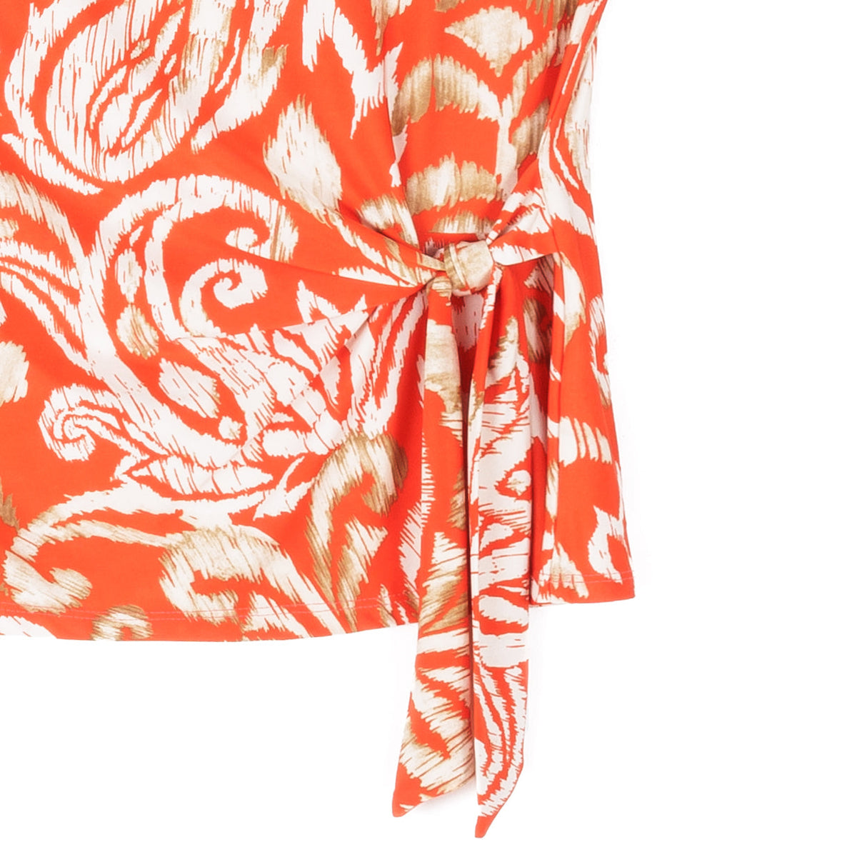 Butter Knit - Cap Sleeve Side Tie Top - Paisley Lotus Coral - Final Sale | Clara Sunwoo Customer Favorite