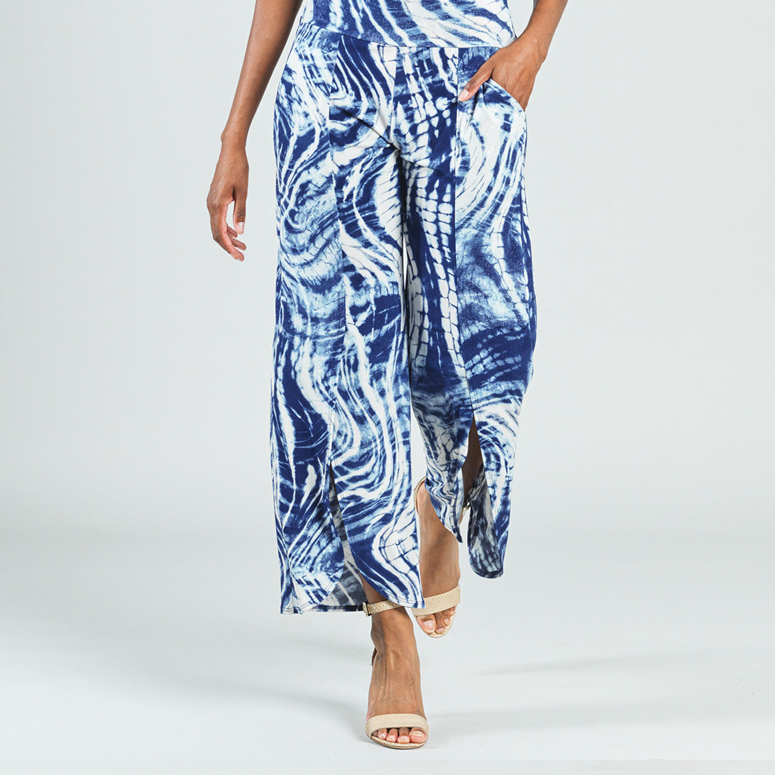 Crepe Knit - Front Slit Ankle Petal Pant - Swirl Wave - Final Sale! | Clara Sunwoo Popular