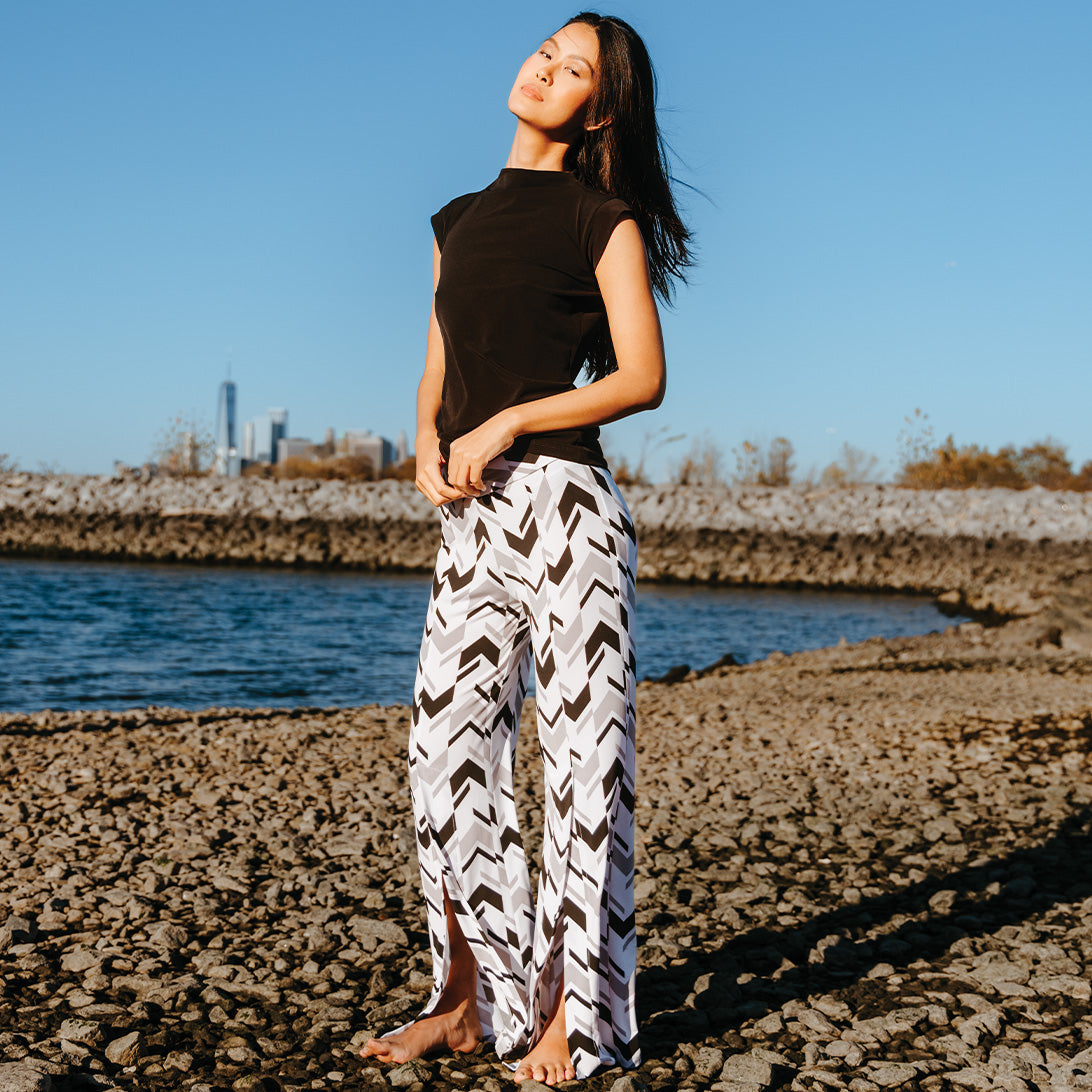 Kick Front High Slit Pant - Chevron Stripe - Final Sale! | Clara Sunwoo New