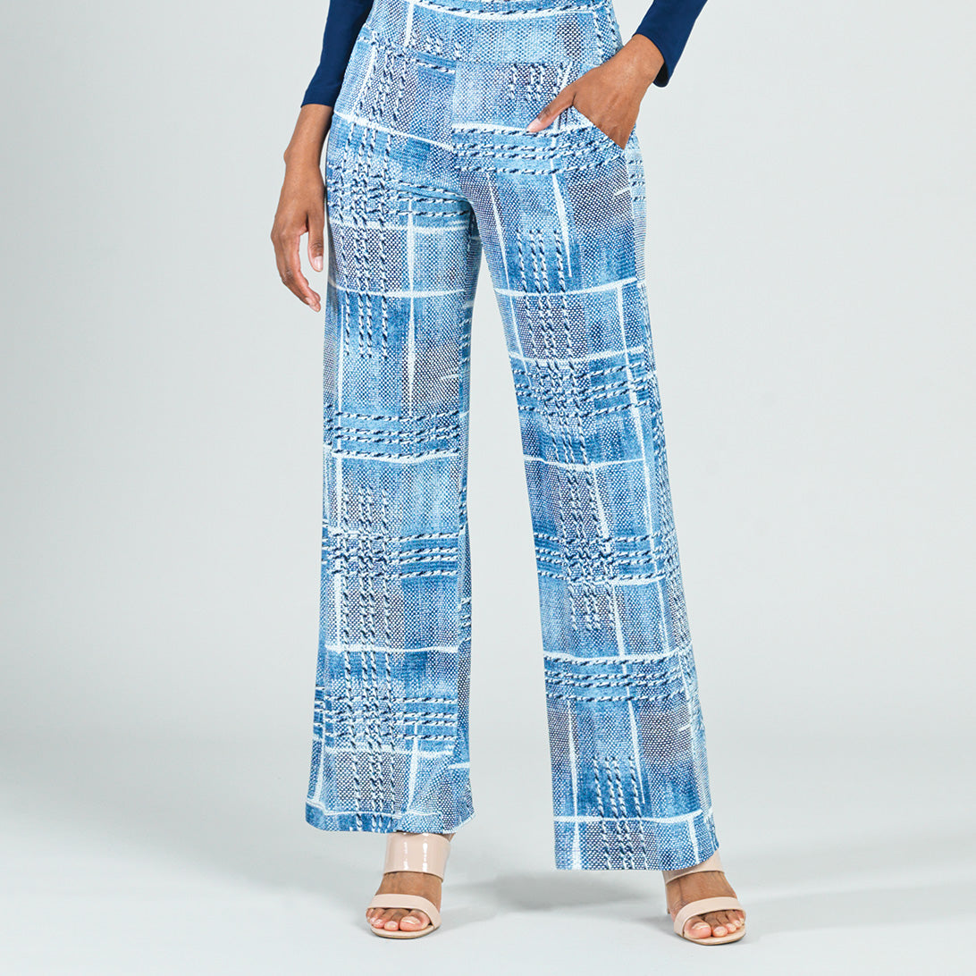 Textured Wide Leg Pocket Pant - Denim Plaid - Final Sale! | Clara Sunwoo Recommended