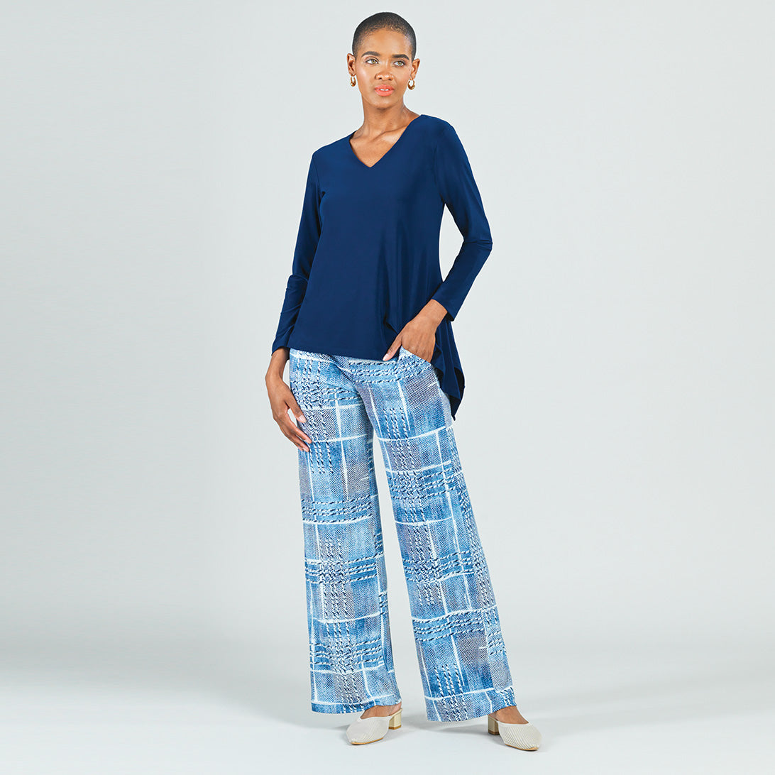 Textured Wide Leg Pocket Pant - Denim Plaid - Final Sale! | Clara Sunwoo Recommended