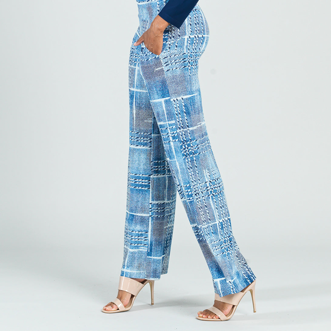 Textured Wide Leg Pocket Pant - Denim Plaid - Final Sale! | Clara Sunwoo Recommended