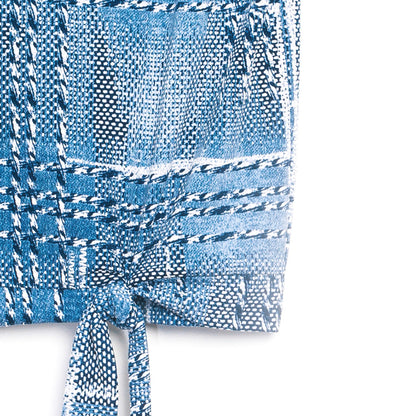 Textured Cap Sleeve Tie Hem Top - Denim Plaid - Final Sale | Clara Sunwoo Classic