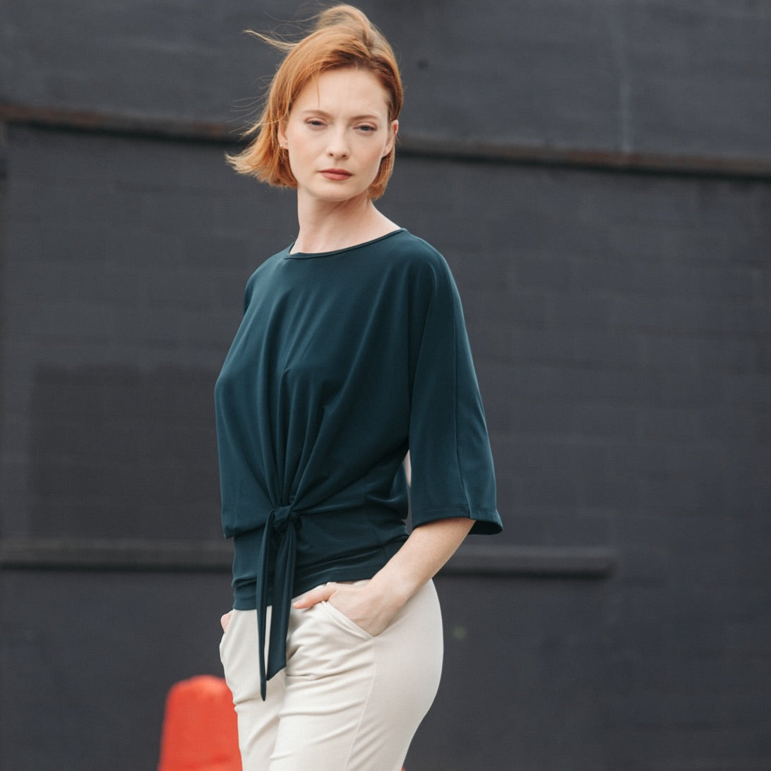 Signature Side Tie Top - Hunter Green - Final Sale | Clara Sunwoo Recommended