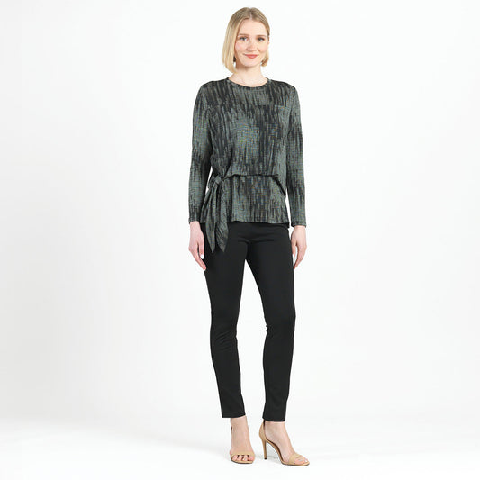 Crinkle Pleat - Blouson Overlay Side Tie Detail Top - Water Ripple-Olive - Final Sale! | Clara Sunwoo Best Price