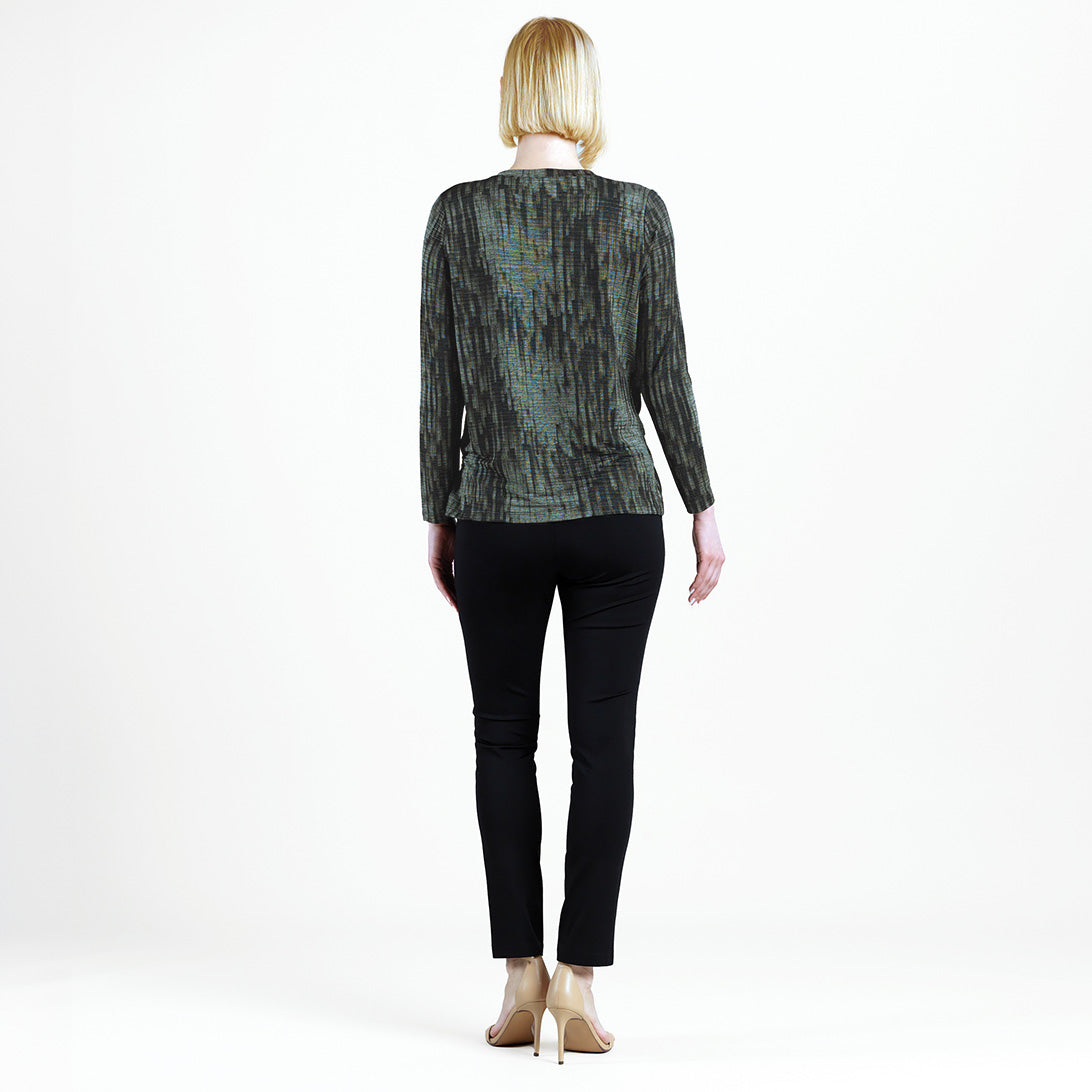 Crinkle Pleat - Blouson Overlay Side Tie Detail Top - Water Ripple-Olive - Final Sale! | Clara Sunwoo Best Price