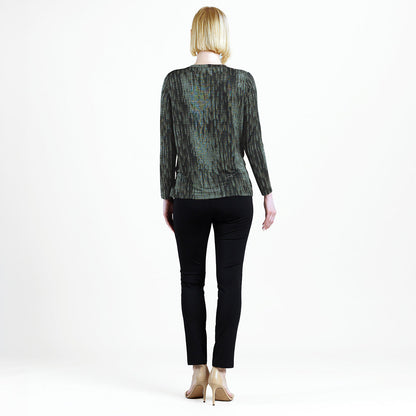Crinkle Pleat - Blouson Overlay Side Tie Detail Top - Water Ripple-Olive - Final Sale! | Clara Sunwoo Best Price