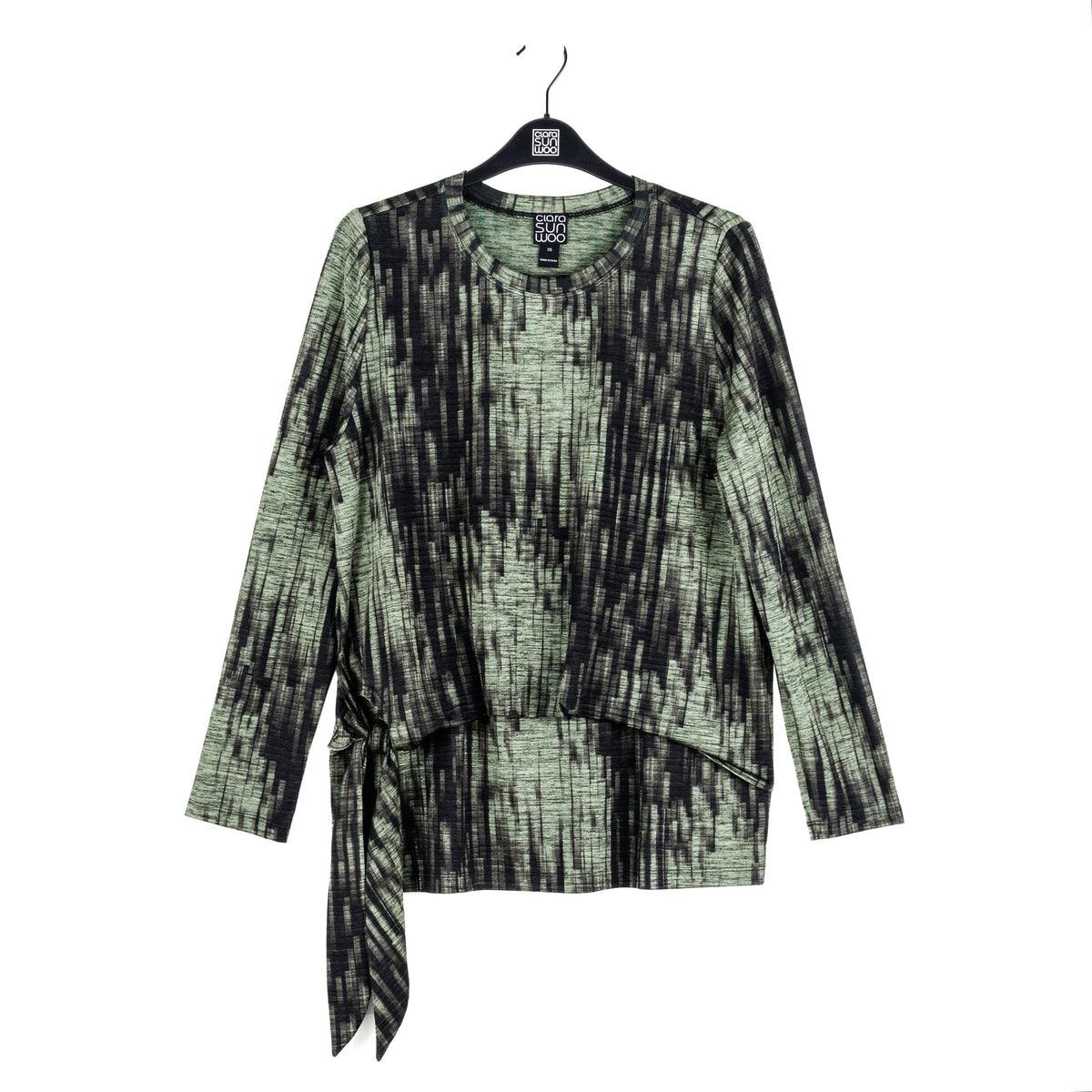 Crinkle Pleat - Blouson Overlay Side Tie Detail Top - Water Ripple-Olive - Final Sale! | Clara Sunwoo Best Price
