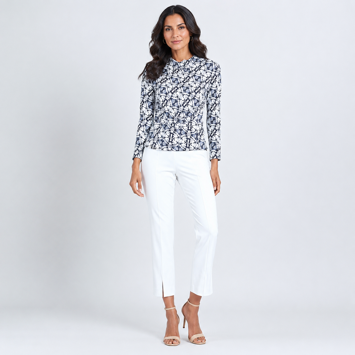 Textured Draped Neck Side Ruched Top - Circle Emblem - Final Sale! | Clara Sunwoo Hot Sale
