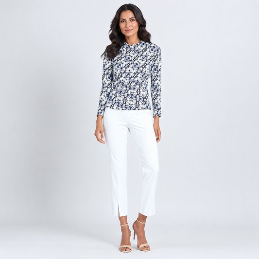 Textured Draped Neck Side Ruched Top - Circle Emblem - Final Sale! | Clara Sunwoo Hot Sale