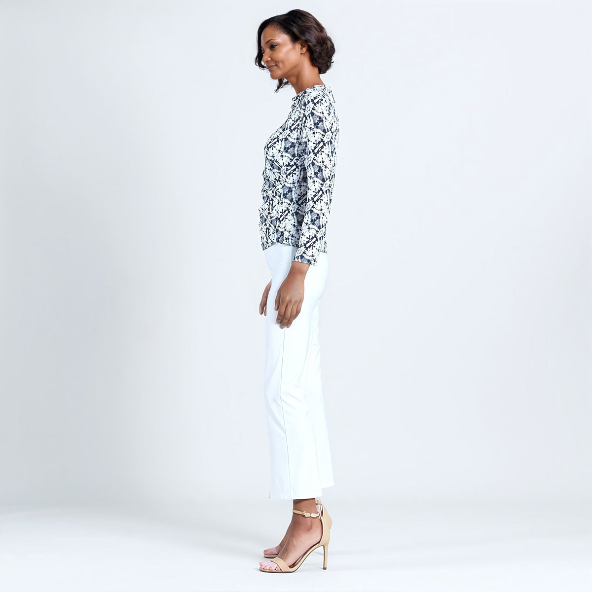 Textured Draped Neck Side Ruched Top - Circle Emblem - Final Sale! | Clara Sunwoo Hot Sale