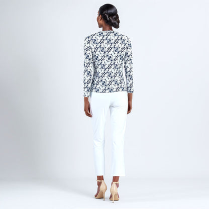 Textured Draped Neck Side Ruched Top - Circle Emblem - Final Sale! | Clara Sunwoo Hot Sale